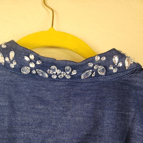 NWT‎ New Directions Womens Shirt XLarge Blue Chambray Button Down  Sleeve gem - Picture 8 of 9